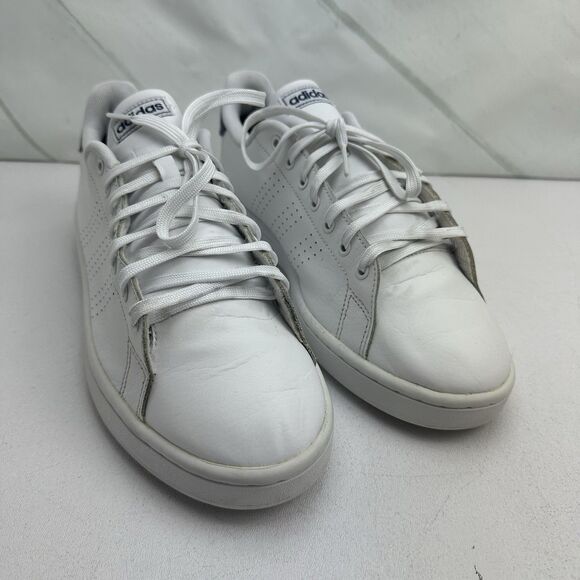 Adidas Advantage Mens 10.5 White Blue Athletic Walking Leather Shoes Sneakers main image 12